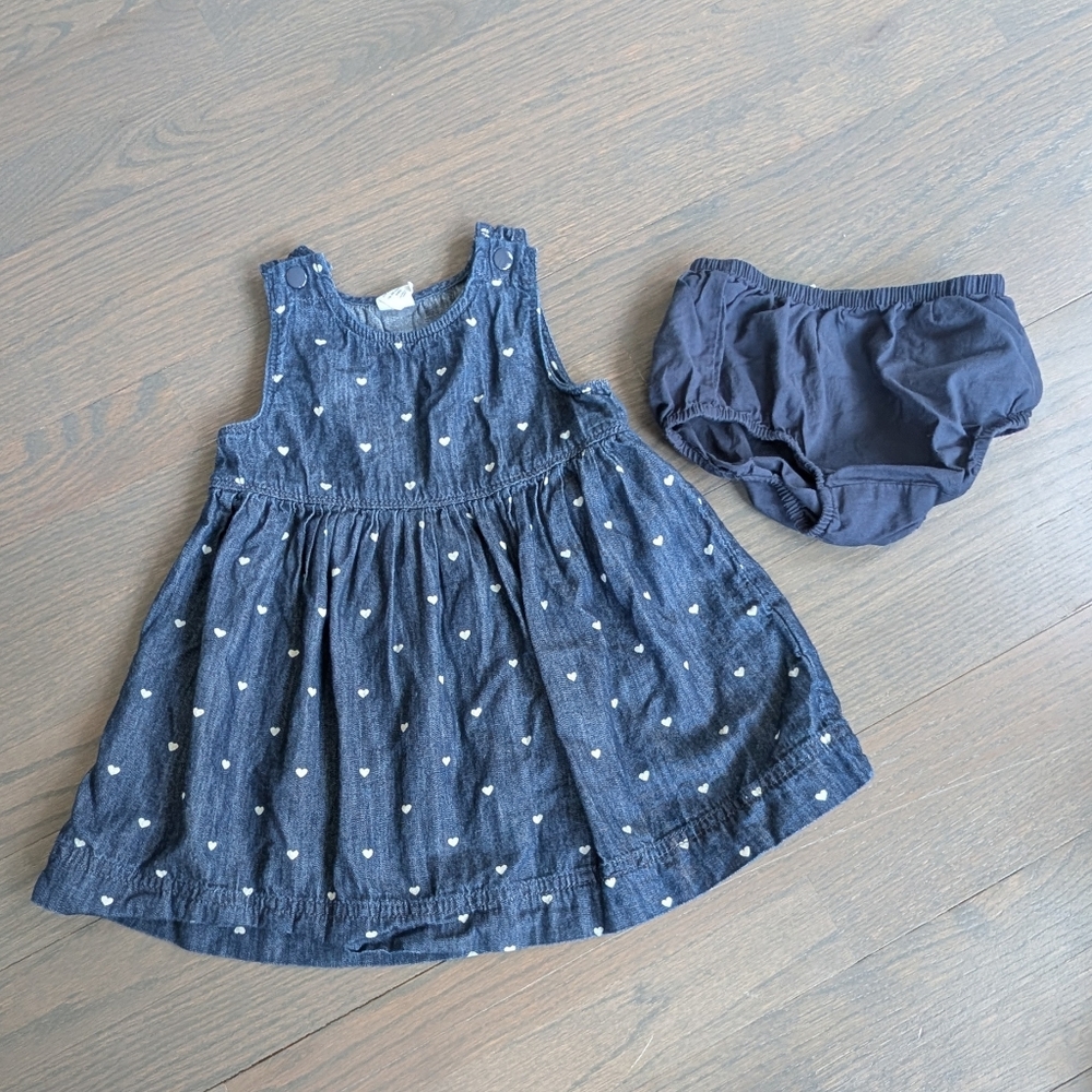 Gap Toddler Girls' Printed Denim Dress, Hearts - 18-24 Months